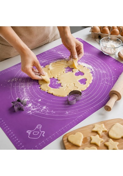 Silikon Hamur Açma Matı 45 X 65 Cm Ölçülü Yapışmaz Yoğurma, Baklava, Börek, Mantı, Pizza, Ekmek, Pasta Ve Diğer