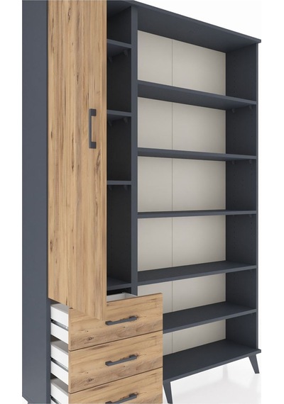 Arges Dolap 9 Raflı 3 Çekmeceli 3 Kapaklı 132x30x195 Antrasit-çam/çam Atlas Çam/atlas Çam Arges Dolap 9 Raflı 3 Çekmeceli 3 Kapaklı 132x30x195 Antrasit-çam/çam Atlas Çam/atlas Çam