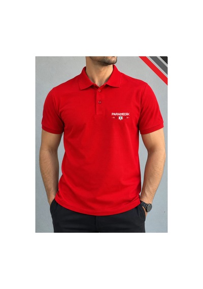 112 Paramedik Polo Yaka %100 Pamuklu Tişört Kırmızı