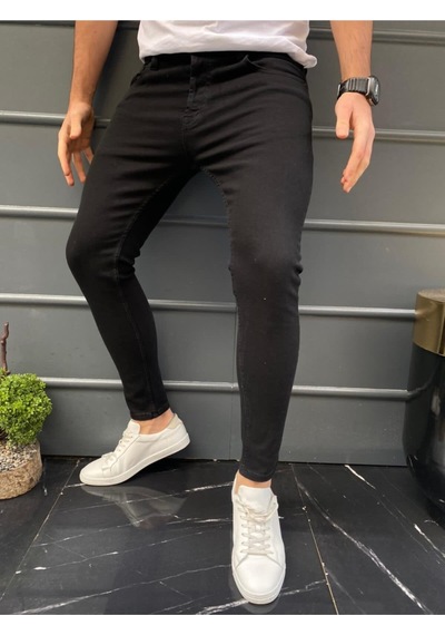 Denim Skinny Fit Erkek Jeans Pantolon Kömür Siyah