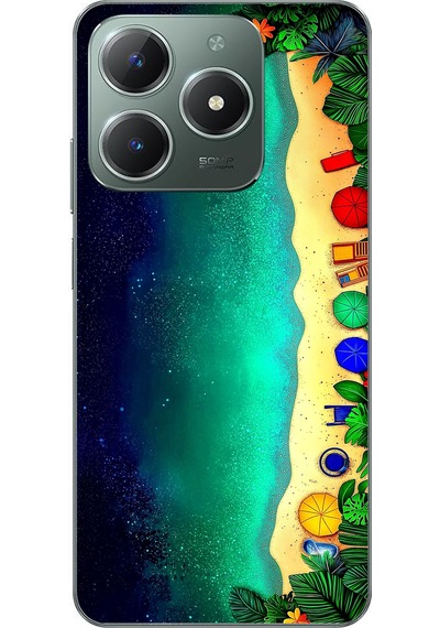Realme C61 Uyumlu Tatil Kumsal Gecesi Baskılı Silikon Kılıf Renkli