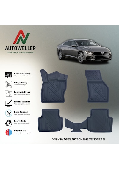 Volkswagen Arteon 2017 Sonrası Uyumlu Havuzlu Oto Paspas