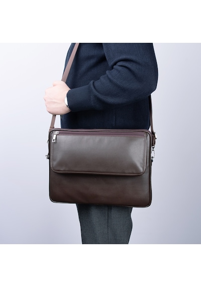 2k S.deri Laptop Çantası,tablet Çantası,13.3'' İnç,vegan,omuz Ve Valiz Askılı,aksesuar Ve Evrak Cepli,24 34 2 Cm.,kahverengi Laptop Çantası