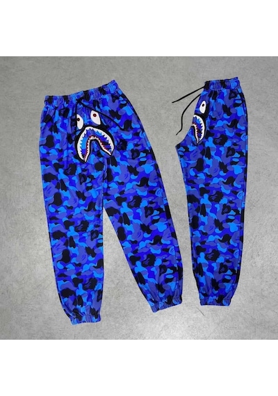 Freedom Storee Unisex Pubg Bape X Shark Eşofman Altı - Mavi Çok Renkli