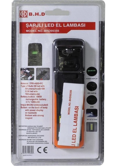 Bhd Şarjlı Led El Lambası Küçük Bhd00356