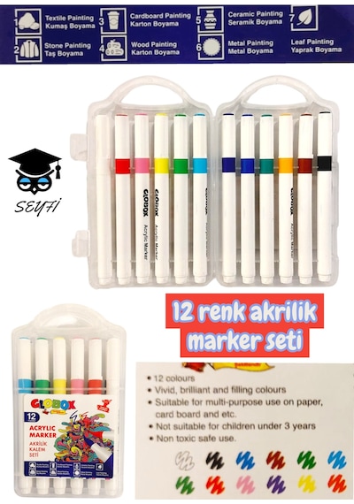 12 Renk Akrilik Marker Seti 0000 Naturel