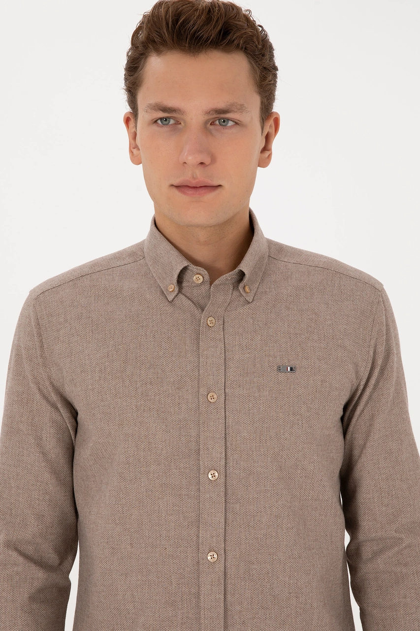 U.s. Polo Assn. Erkek Camel Gömlek Desenli 50315613-vr015 Camel