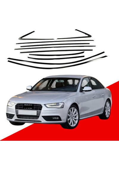 Autogp Audi A4 Cam Çerçevesi Kenar Çıtası Krom Tamtur 2012 / 2015 12 Parça