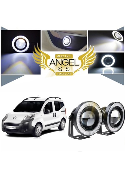 Citroën Nemo Uyumlu, Universal Mercekli Led Sis Farı, 76mm Beyaz Renk