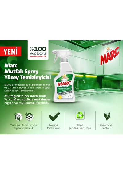 Marc Mutfak Temizleyici Yağ Çözücü Limon Kokulu Sprey 750 ML
