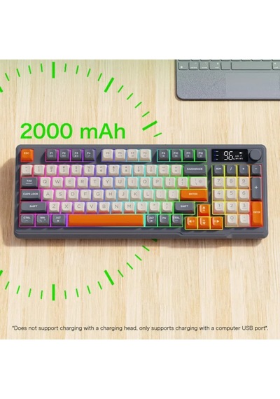 2.4g Bluetooth 5.0 Çift Bağlantılı Gaming Kablosuz Oyuncu Klavyesi Led Ekran Pbt Top Baş