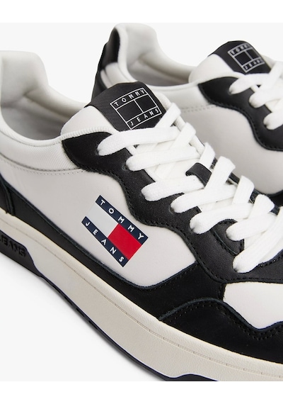 Tommy Hilfiger Erkek Deri Siyah Sneaker Çok Renkli