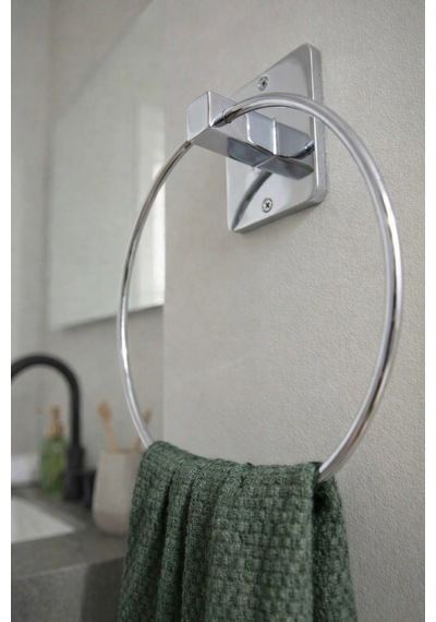 Yapışkanlı Krom Halka Havluluk Duvar Tipi Delme Gerektirmez Banyo Havlu Askılığı S-102 Ktk Krom