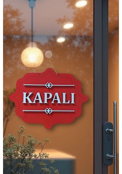 Ahşap Dekoratif Kesim Açık-kapalı Yazısı -kırmızı