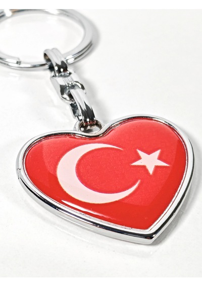 Ay Yıldız Figürlü Kalp Şeklinde Kırmızı Metal Anahtarlık Duygusal Ve Anlamlı Bir Tasarım Çok Renkli