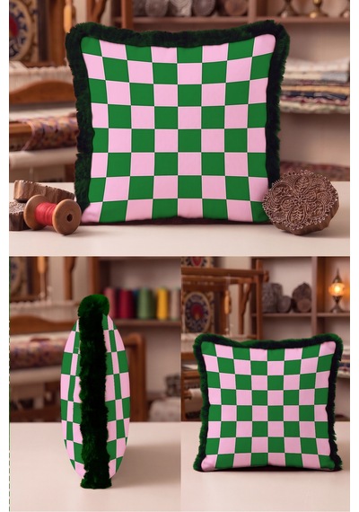 Damalı Retro Geometrik Pembe Saçaklı Yastık Kılıfı - Optik Bohem Yeşil Siyah Püsküllü Kırlent Kılıfı Derin Esinti Opal Damalı Retro Geometrik Pembe Saçaklı Yastık Kılıfı - Optik Bohem Yeşil Siyah Püsküllü Kırlent Kılıfı Derin Esinti Opal
