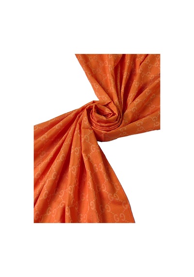 Mim Eşarp Işıl İpek - Pamuk Jakarlı G Desen Şal 75x190 Cm Oranj