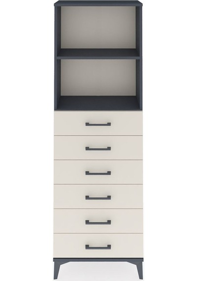 Arges Dolap 2 Raflı 6 Çekmeceli 60x30x182 Antrasit-aytaşı Antrasit