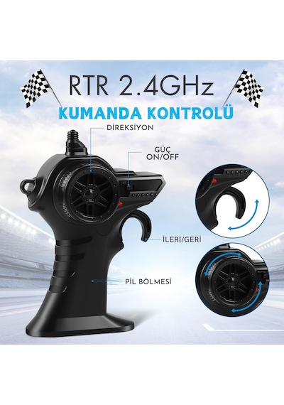 Oyuncak 2.4 Ghz Uzaktan Kumandalı Şarjlı Led Işıklı Drift Atan 15 Km Hız Off Road 45 Dk Batarya Yeşil