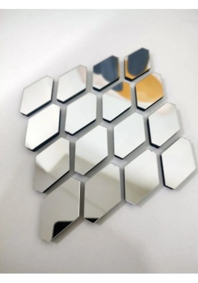 Diamond Pleksi Dekoratif Antre Banyo Süs Mozaik Ayna Gümüş 50tade Gümüş