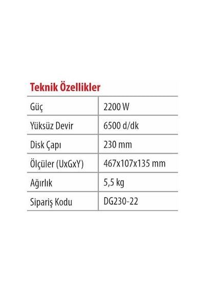 DG-230-22 BÜYÜK TAŞLAMA 2200 W