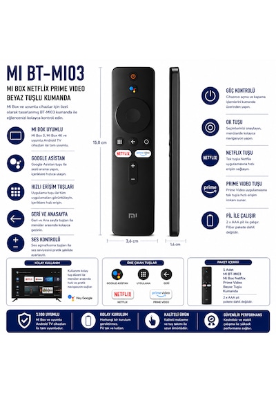 Xiaomi Mi Box Bt-mı03 Bluetooth Sesli Tv Kumandası