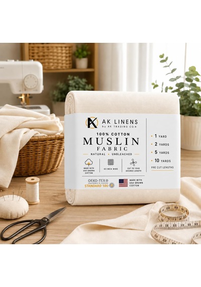 Muslin Kumaş/kumaş Ağartılmamış - D Kumaş - Doğal 9,5 Metre Orta Ağırlık -%100 Pamuk 160 Cm Genişliğinde , Doğal Ağartılmamış