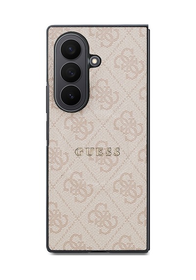 Galaxy Z Fold 8 Ultra Kılıf Guess Lisanslı M-safe Uyumlu 4g Desenli Yazı Logolu Pu Deri Kapak Pembe