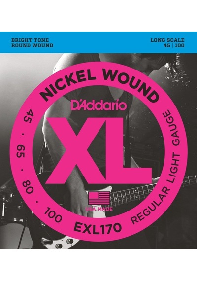 D'addario Exl170 Xl Nickel Wound Bas Gitar Tel Seti - 45-100 Regular Light Profesyonel Long Scale, Dünya Standartlarında En Çok Tercih Edilen Bas Teli Ve Parlak Nikel Tonu