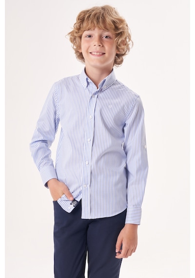 Bisse Regular Fit Yaka Düğmeli Mavi Çocuk Erkek Gömlek Gm23y231161 D35 Mavi