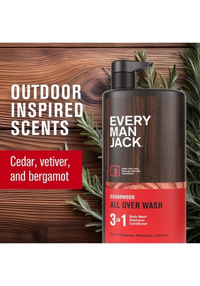 Every Man Jack Cedarwood 3 Ü 1 Arada Şampuan Saç Kremi Ve Duş Jeli 852ml Tüm Saç Tipleri