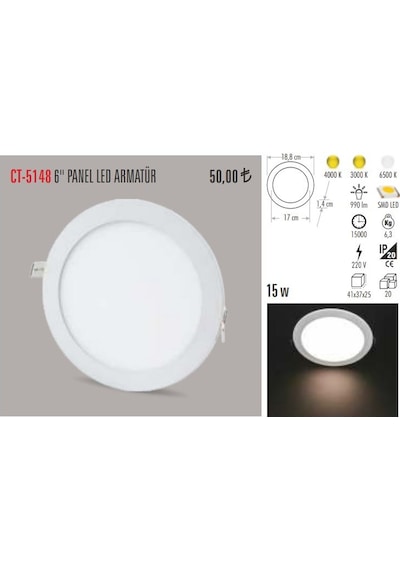 Cata Ct-5148 10 Adet 15w Slim Led Panel Alüminyum - Gün Işığı