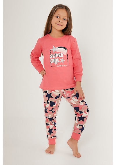 Rolypoly Super Girl Find Your Magic Pembe Kız Çocuk Uzun Kol Pijama Takım Pembe