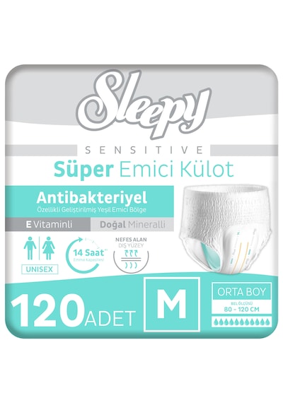 Sleepy Sensitive Antibakteriyel Emici Külot Medium 30x4 120 Adet