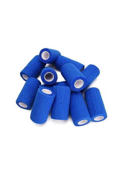 12 Adet Kendinden Yapışkanlı Elastik Koban Bandaj-kendine Yapışan Coban Mavi Renkli 10 Cm X 4,5 Metre