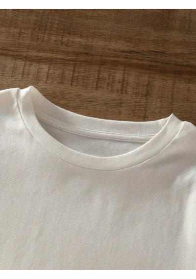 Ge Ticaret Baskılı Oversize Bisiklet Yaka T-shirt - Beyaz Beyaz