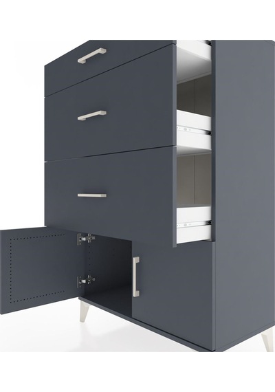 Hyperion Dolap 3 Çekmeceli 2 Kapaklı 88x44x134 Antrasit-antrasit Antrasit
