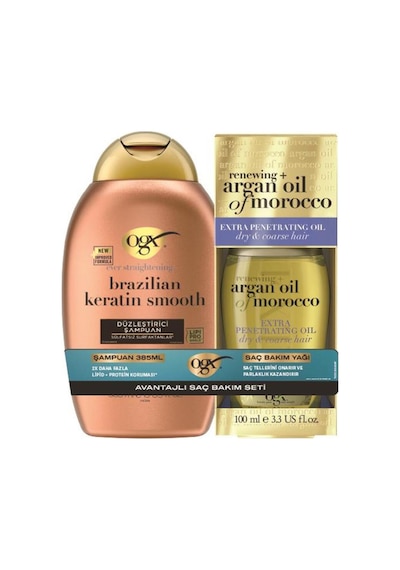 Ogx Brazilian Keratin Şampuan 385 Ml + Argan Yağ 100 Ml Normal