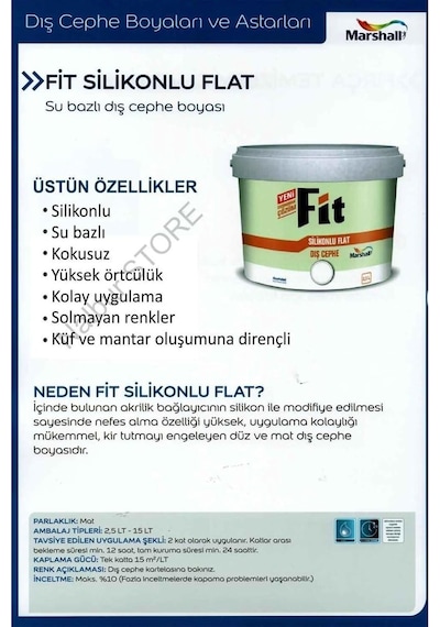 Tr Fit Silikonlu Flat Dış Cephe Boyası 2.5lt 3.5kg Beyaz-kir Tutmaz-solmayan Renkler-kokusuz,beyaz 0.2 L