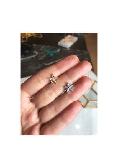 Kadın Gümüş Taşlı Piercing Gümüş