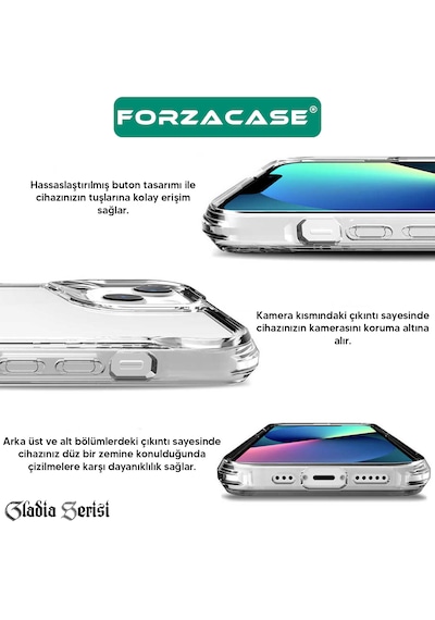 Forzacase Apple Uyumlu iPhone 17 Pro Max İle  Gladia Serisi Kamera Köşe Korumalı Sert Plastik Şeffaf Kılıf Şeffaf