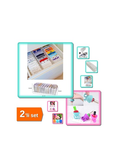 Akordiyon Çekmece Düzenleyici Organizer 11 Gözlü + 2 Adet Oje Tutucu - Pratik Set A1b2c Belirtilmemiş
