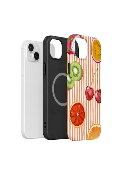 Apple iPhone Uyumlu 13 Vorian Çift Katmanlı Magsafe Kılıf Tutti Frutti Stripe