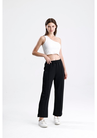 Unika Boutique Önden Dikişli Scuba Pantolon Siyah Ssiiyah