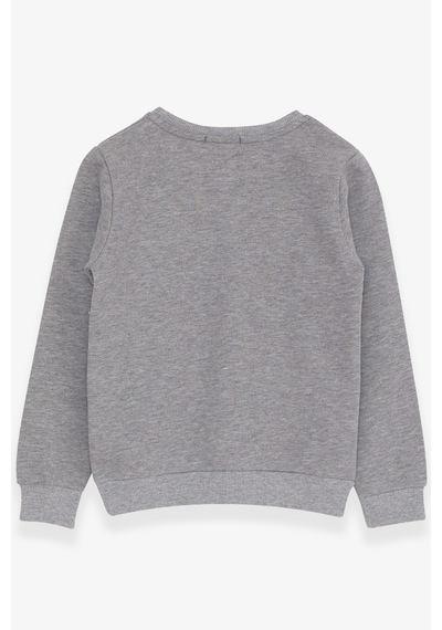 Breeze Erkek Çocuk Sweatshirt Yazı Baskılı 8-14 Yaş, Koyu Gri Melanj Gri