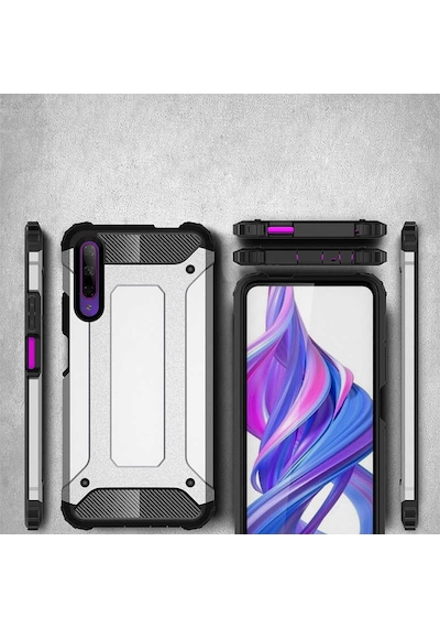 Kilifone - P Smart Pro 2019 Uyumlu - Kılıf Çift Katman Zırh Tank Crash Military Kapak - Gri