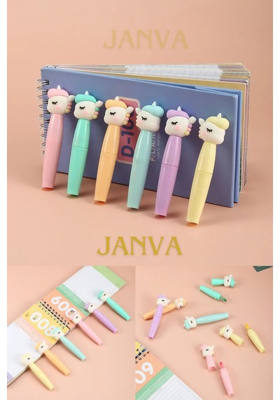 Unicorn Fosforlu Kalem Boya Seti 1 Paket 6 Adet İşaretleme Çizgi Kalemi Çok Renkli