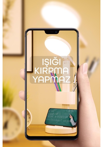 Şarjlı Led Masa Lambası Kalemlik Telefon Standlı Renk Ayarlı Dokunmatik Dimmer S9 Beyaz