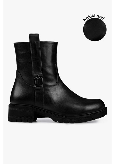Shoeberry Kadın Raze Siyah Hakiki Deri Nubuk Bot