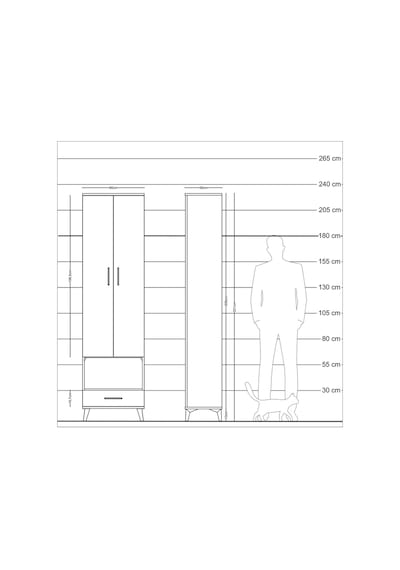 Arges Dolap 4 Raflı Tek Çekmeceli Tek Askılı 60x30x221 Çam-çam Çam